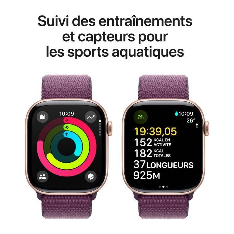 Apple Watch Series 10 GPS 46mm - Rose Gold Aluminium - Plum Sport Loop