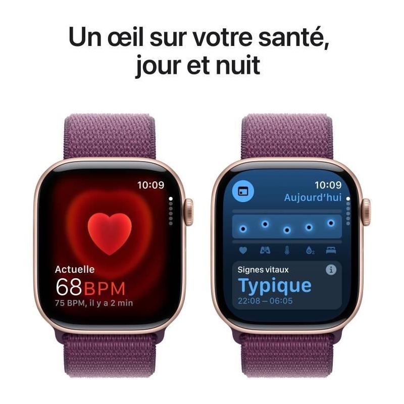 Apple Watch Series 10 GPS 46mm - Rose Gold Aluminium - Plum Sport Loop