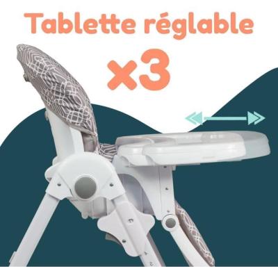 Chaise haute BAMBISOL multipositions - Inclinable - Pour 3 ans max - Beige / Blanc