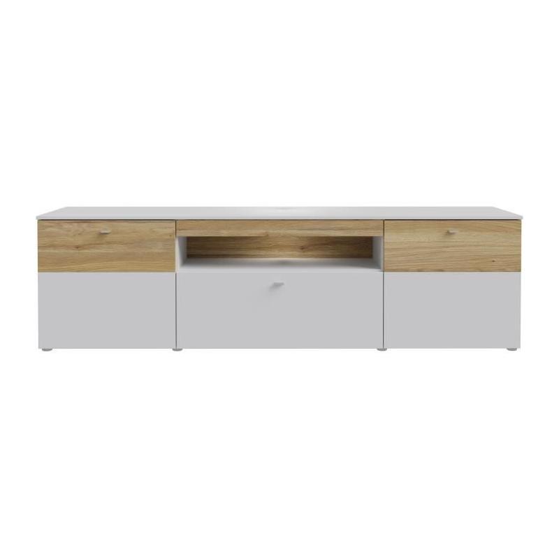 Meuble TV COMO - Style Moderne - Gris / Chene - Livraison Rapide