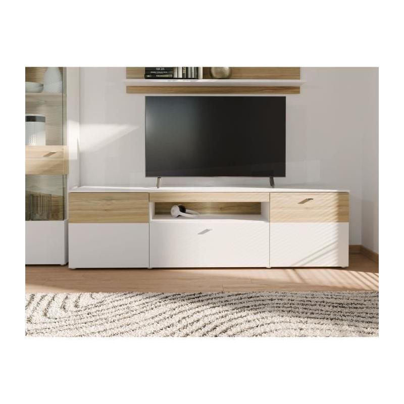 Meuble TV COMO - Style Moderne - Gris / Chene - Livraison Rapide