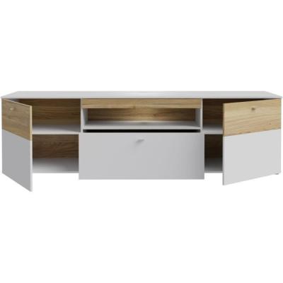 Meuble TV COMO - Style Moderne - Gris / Chene - Livraison Rapide