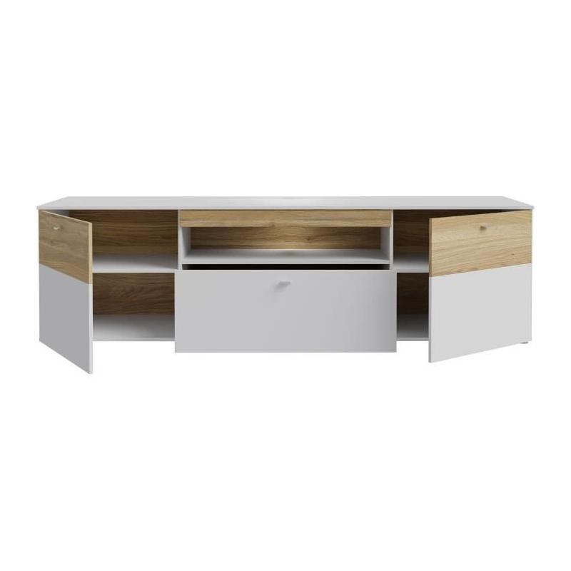 Meuble TV COMO - Style Moderne - Gris / Chene - Livraison Rapide
