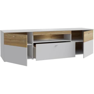 Meuble TV COMO - Style Moderne - Gris / Chene - Livraison Rapide