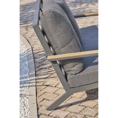 Salon de jardin aluminium 5 places gris anthracite et polywood - KOMMOS