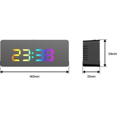 Réveil LED RGB EVOOM MIRROR - Miroir intégré avec emballage compact