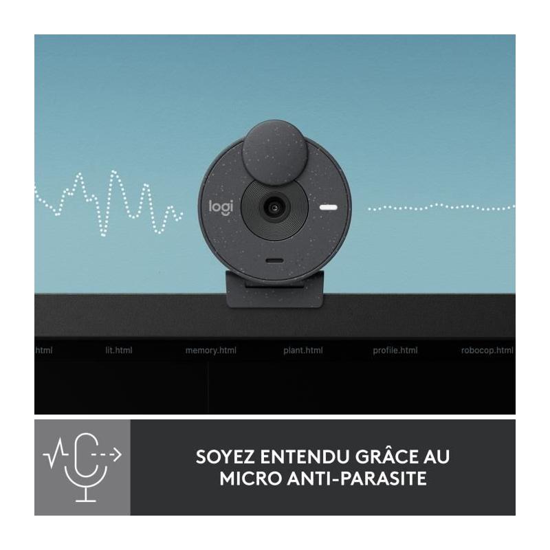 Webcam Full HD 1080p Logitech Brio 300 - Microphone intégré - Réduction de bruit