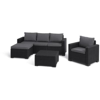 Salon de jardin Moorea Allibert - Gris graphite - 5 personnes