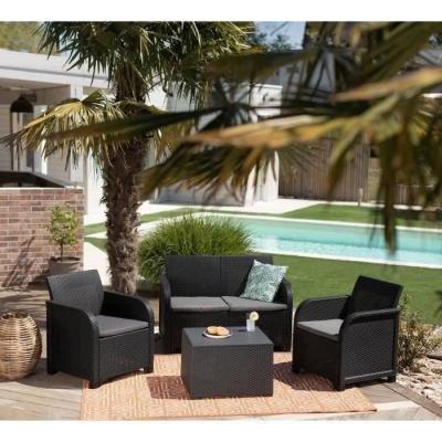 Salon de jardin avec coffre de rangement - Allibert by KETER - Gris graphite