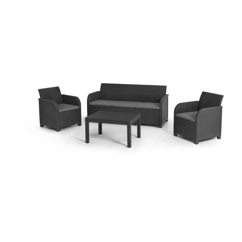 Ensemble de jardin en résine tressée - Allibert by KETER - 5 pers. - SanRemo - Gris graphite