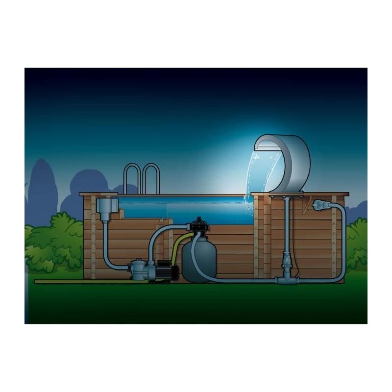 Cascade inox UBBINK Mamba Led: Éclairage 20 LED bleu intégré