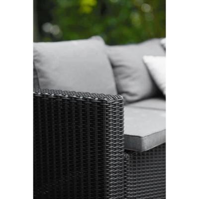 Ensemble de jardin en résine tressée gris graphite avec pouf et table basse - KETER - 4 personnes