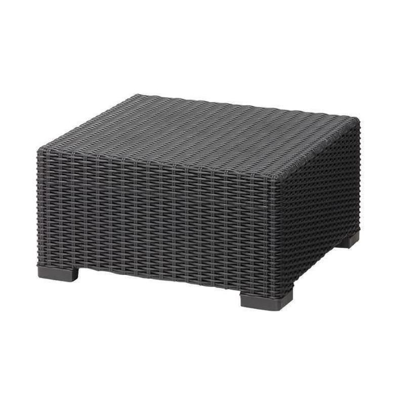 Ensemble de jardin en résine tressée gris graphite avec pouf et table basse - KETER - 4 personnes