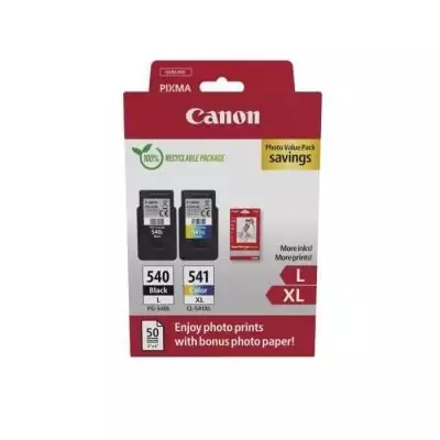 Pack 2 cartouches encre + papiers photo Canon - PG-540L Noir + CL-541XL Couleur Pack 2 cartouches encre + papiers photo Canon - PG-540L Noir + CL-541XL Couleur