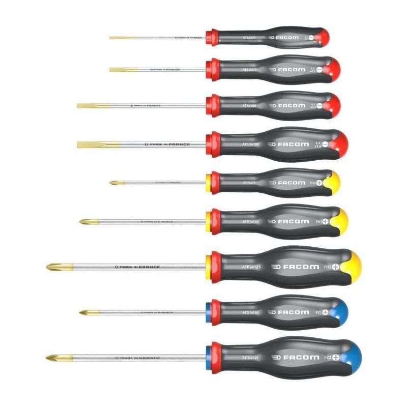 Coffret Tournevis Protwist FACOM - 9 pcs - Fabriqué en France