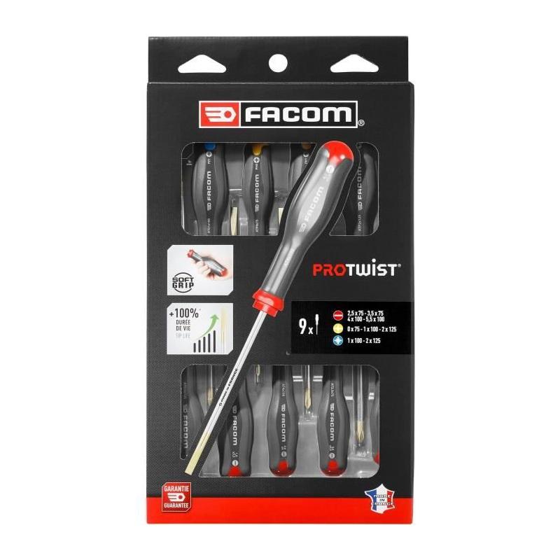 Coffret Tournevis Protwist FACOM - 9 pcs - Fabriqué en France