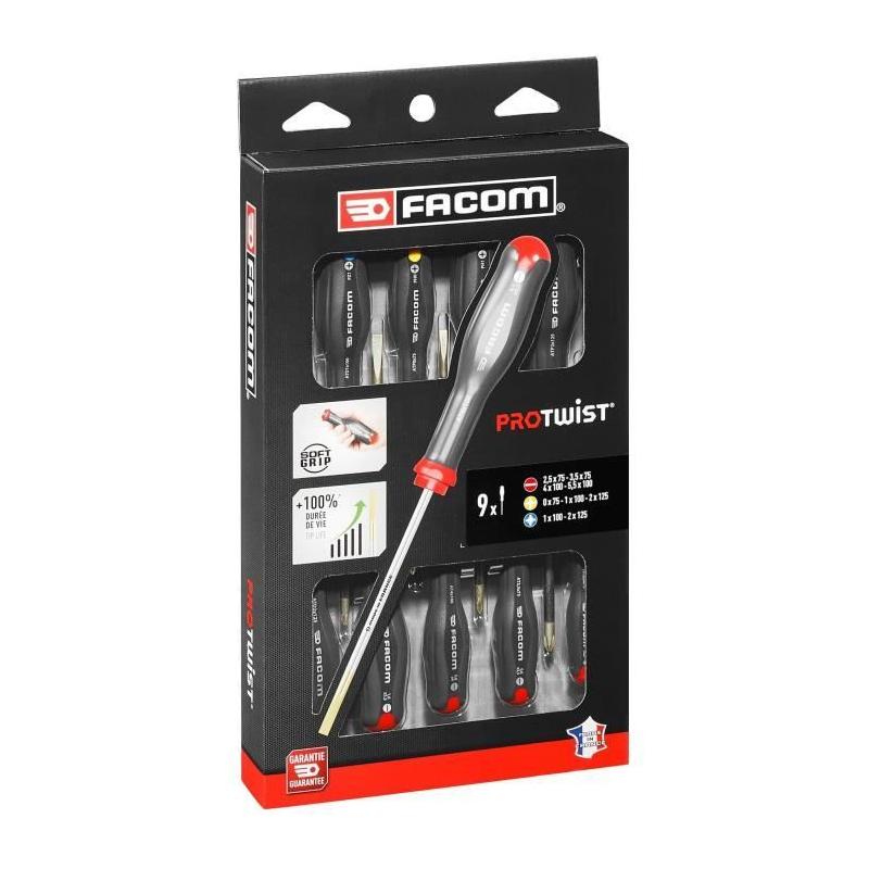 Coffret Tournevis Protwist FACOM - 9 pcs - Fabriqué en France