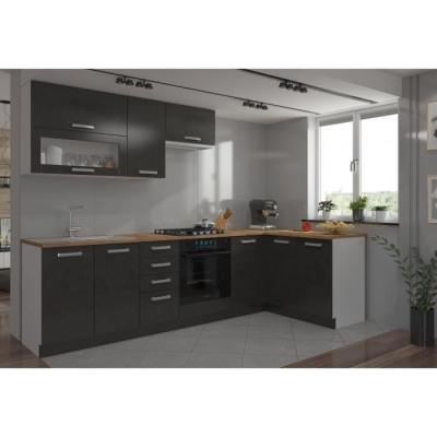 Cuisine complète d'angle 240x165 cm - Angles réversible - Gris Matera