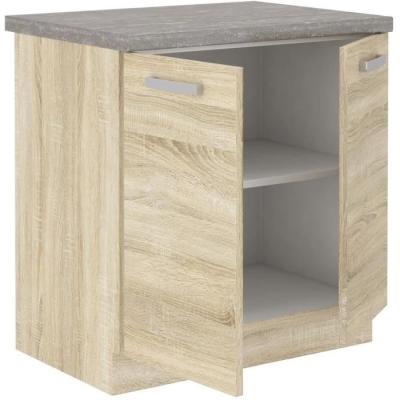 Meuble bas 2 portes battantes avec plan de travail - Chene Sonoma - 80x51,6x82 cm