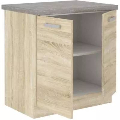 Meuble bas 2 portes battantes avec plan de travail - Chene Sonoma - 80x51,6x82 cm Meuble bas 2 portes battantes avec plan de travail - Chene Sonoma - 80x51,6x82 cm