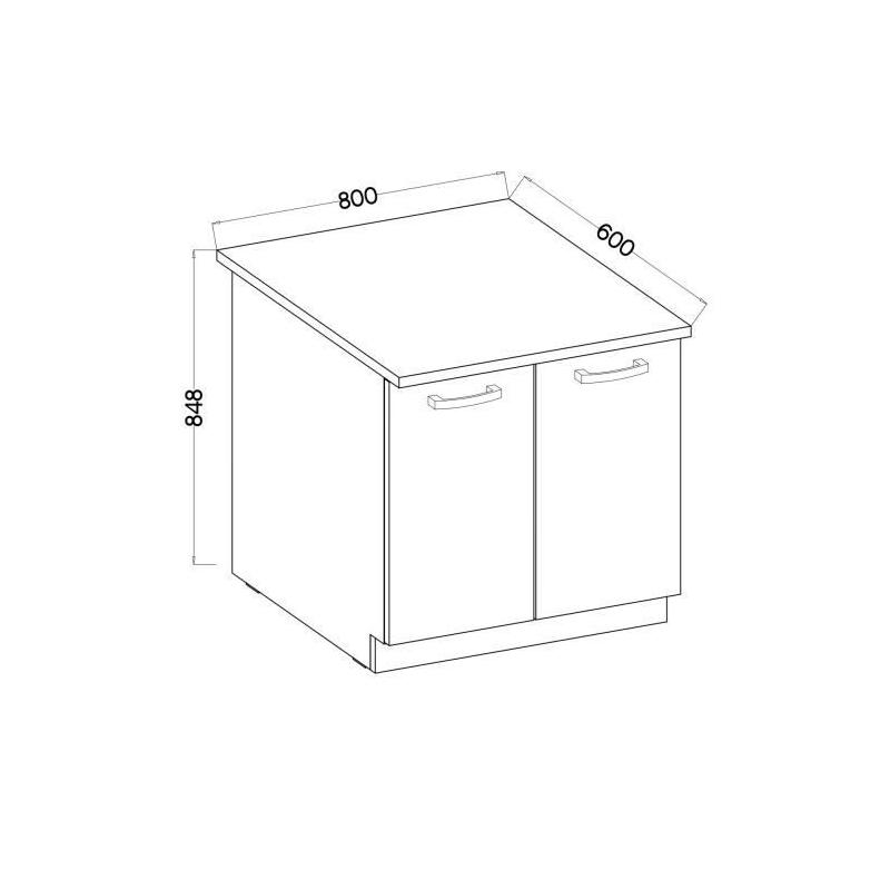 Meuble bas 2 portes battantes avec plan de travail - Chene Sonoma - 80x51,6x82 cm