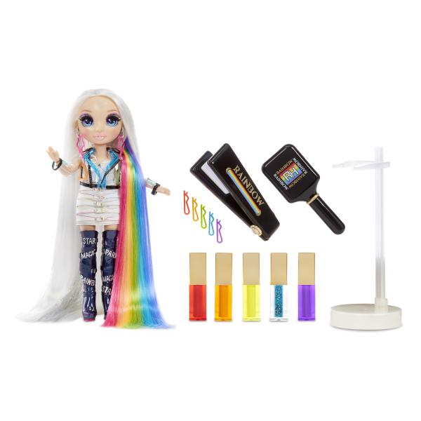 Rainbow High Hair Studio|Studio de coiffure - 1 poupée 27 cm + produits de coloration pour cheveux et accessoires