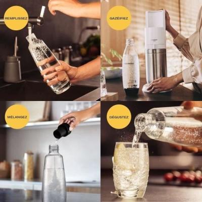 Machine à eau pétillante SODASTREAM - DUO Blanche - 2 carafes en verre - Idéal pour des boissons rafraîchissantes