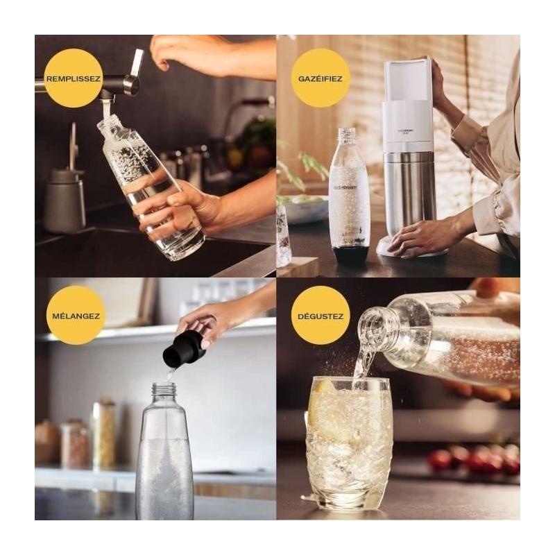 Machine à eau pétillante SODASTREAM - DUO Blanche - 2 carafes en verre - Idéal pour des boissons rafraîchissantes