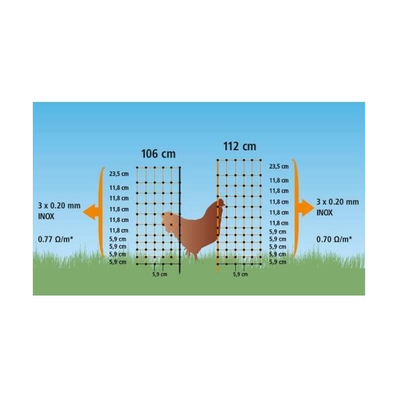 Filet pour poules 50m - Double pointe - Vert - Non électrique