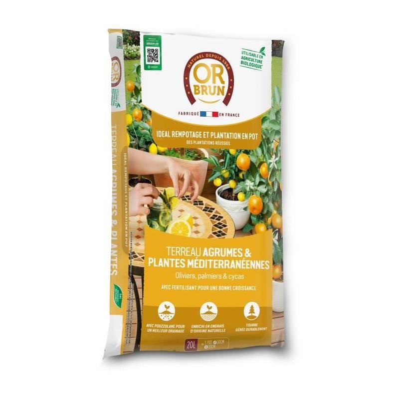 Terreau agrumes et plantes méditerranéennes 20 L - OR BRUN