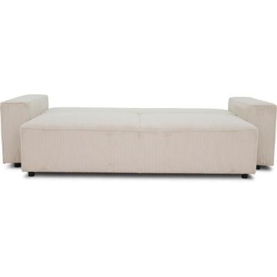 Canapé convertible 3 places JOSH - Velours côtelé beige - Coffre de rangement
