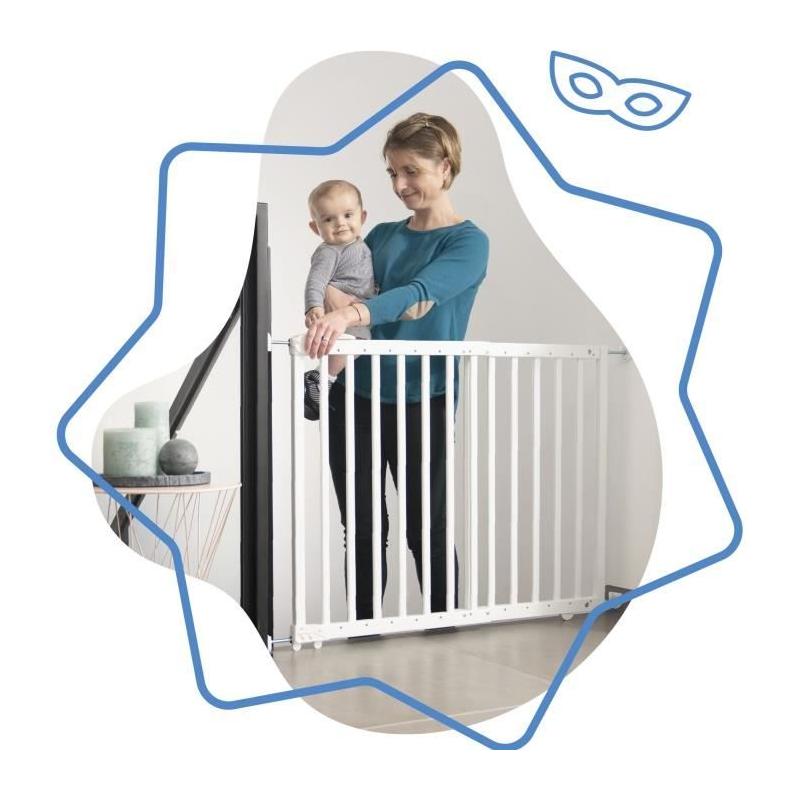Barrière de Sécurité Deco Pop Blanc | Extensible 63-106cm | Fixation Vis