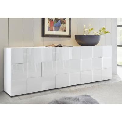 Buffet Milano Blanc laqué brillant - 4 portes - 241 x 42 x 84 cm