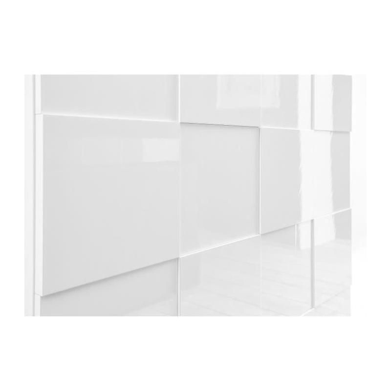 Buffet Milano Blanc laqué brillant - 4 portes - 241 x 42 x 84 cm