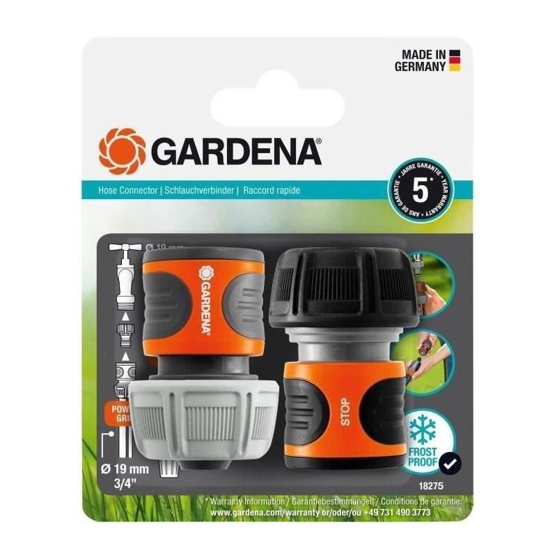 Raccords Rapide et Aquastop Ø19 mm - Original GARDENA System - Prêt pour l'Arrosage Efficient