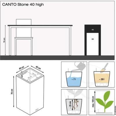 Pot de fleur LEC Canto Stone Colonne 40 Gris pierre - Résistant aux intempéries