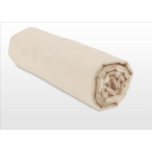 LOVELY HOME Drap housse 100% coton - 180 x 200 + Bonnet 30 cm - Beige clair