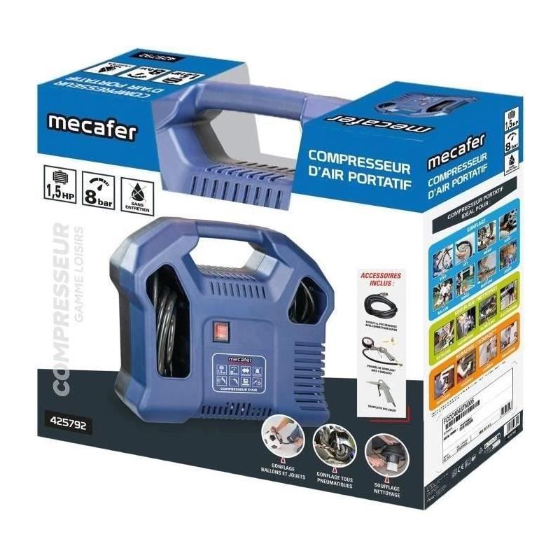 Compresseur sans cuve MECAFER 1,5 HP - 8 bars - Bleu