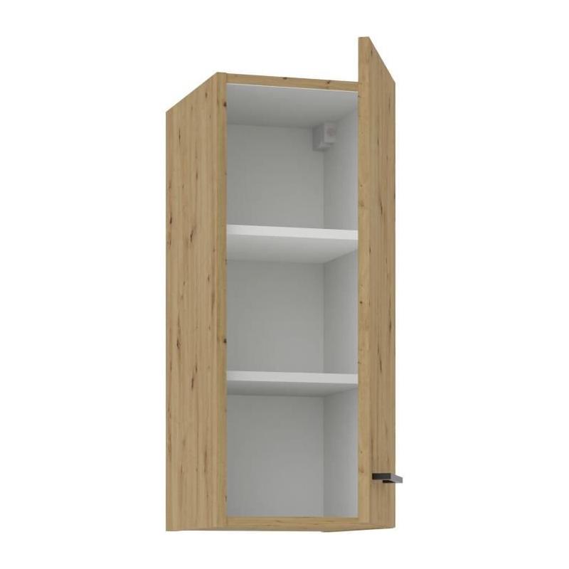 Meuble haut MODENA - 2 portes - Chene artisan / Noir mat - 30 x 31 x 72 cm