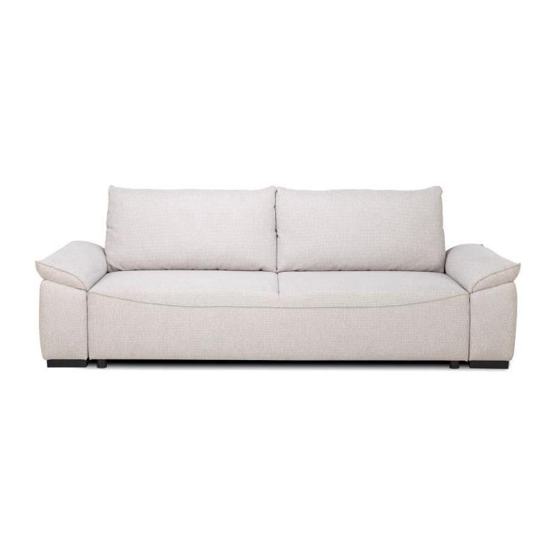 Canapé convertible beige NORMAN - 3/4 places - Avec coffre - 240 x 85 x 85 cm