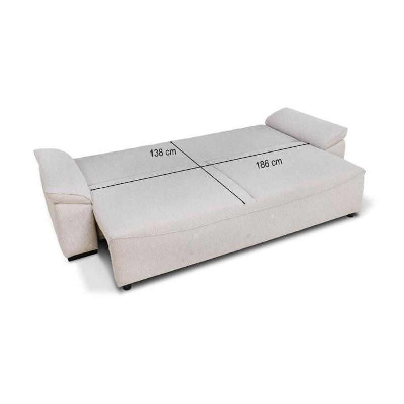 Canapé convertible beige NORMAN - 3/4 places - Avec coffre - 240 x 85 x 85 cm