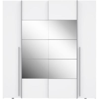 Armoire NARAGO Blanche Mat - 2 portes coulissantes + miroir