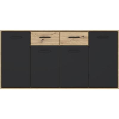 Buffet PILVI: Chic contemporain en chêne noir - 4 portes + 2 tiroirs