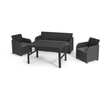 Salon de jardin en résine tressée Allibert - SanRemo Gris graphite