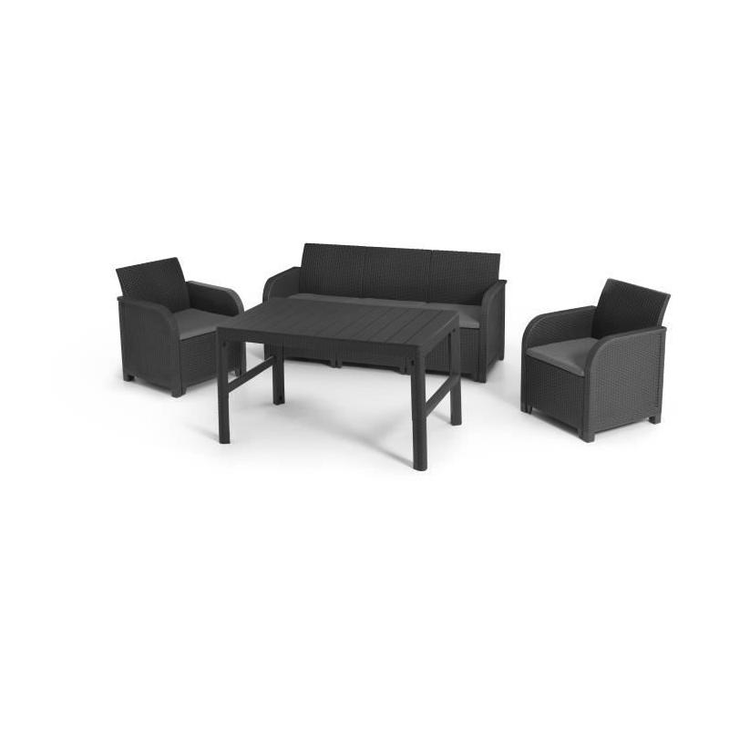 Salon de jardin en résine tressée Allibert - SanRemo Gris graphite