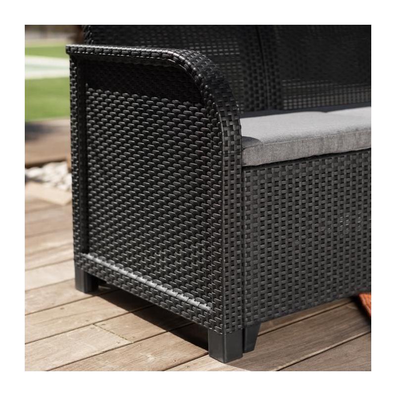 Salon de jardin en résine tressée Allibert - SanRemo Gris graphite
