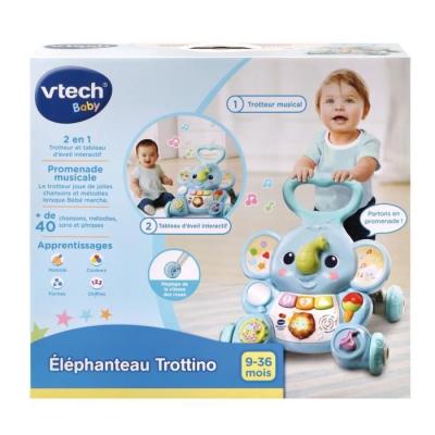 Porteur Trotteur VTECH BABY - Éléphanteau Trottino Bleu - Avec Frein