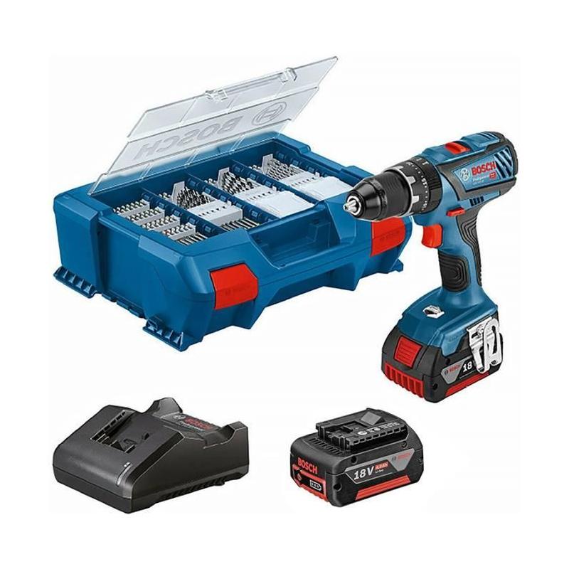 Perceuse-visseuse Bosch GSB 18V-21 - 2 batteries 4Ah - 82 accessoires