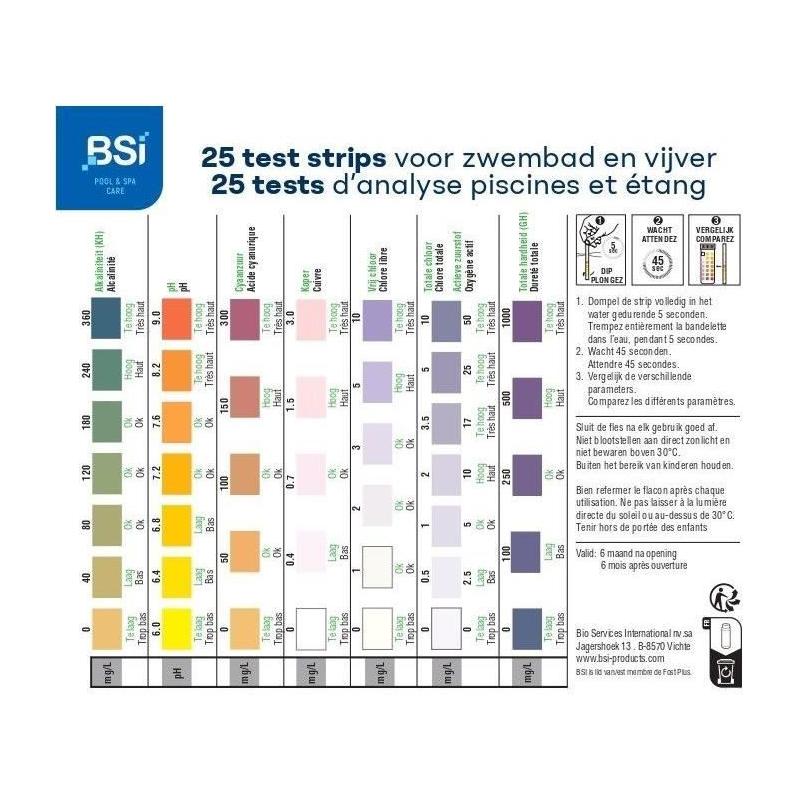 Bandelettes de test BSI 7 en 1 - 25 Bandelettes