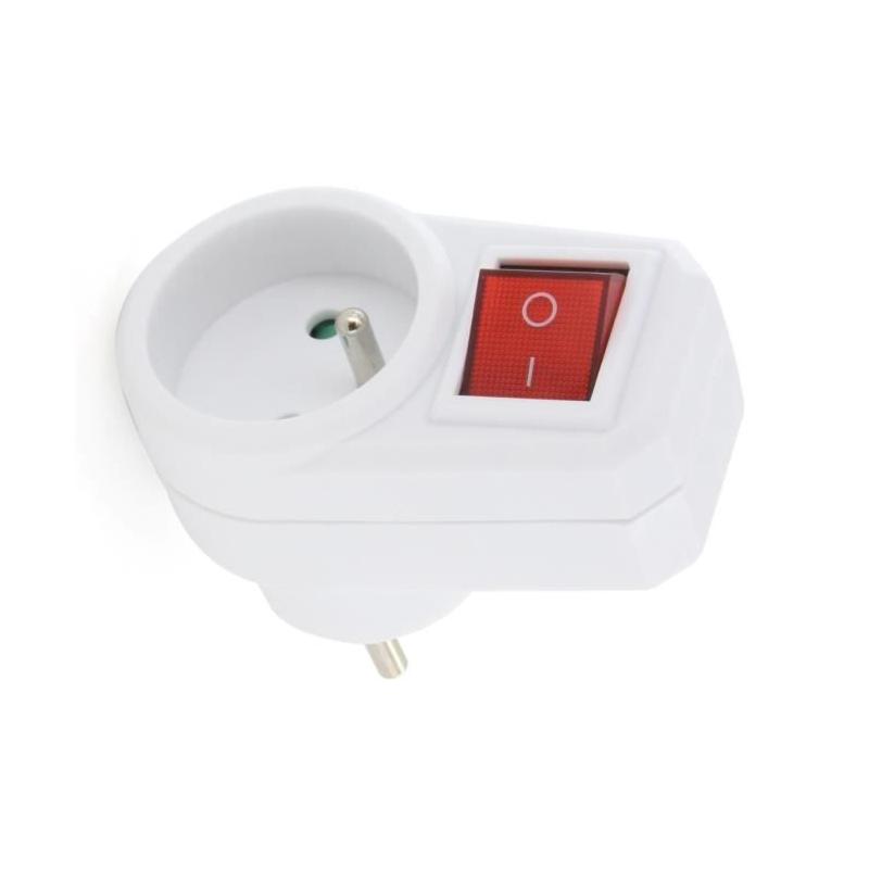 Prise avec interrupteur - CHACON Easy Blanc - 1 prise